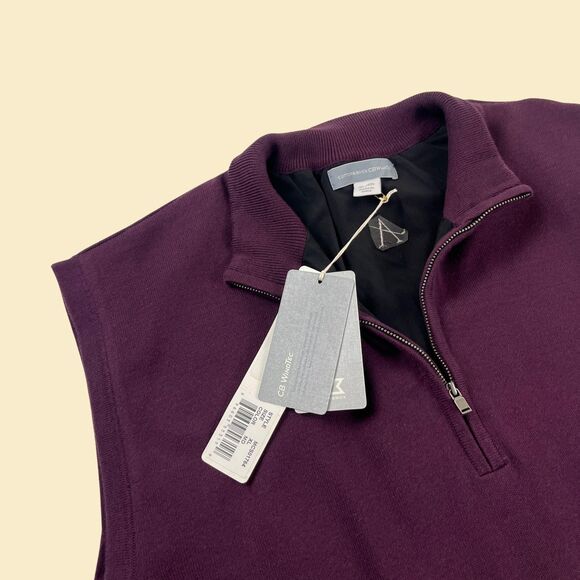 Y2K mens golf vest by Cutter & Buck, vintage 2000s burgundy quarter zip pullover - Picture 5 of 9